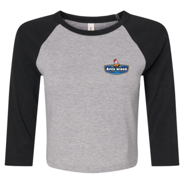 Cluck Off At Apex Wings Printed - Women's Micro Rib Three-Quarter Raglan Sleeve Baby Tee Thumbnail