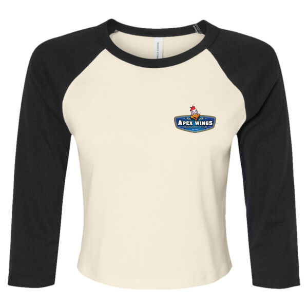 Cluck Off At Apex Wings Printed - Women's Micro Rib Three-Quarter Raglan Sleeve Baby Tee Thumbnail