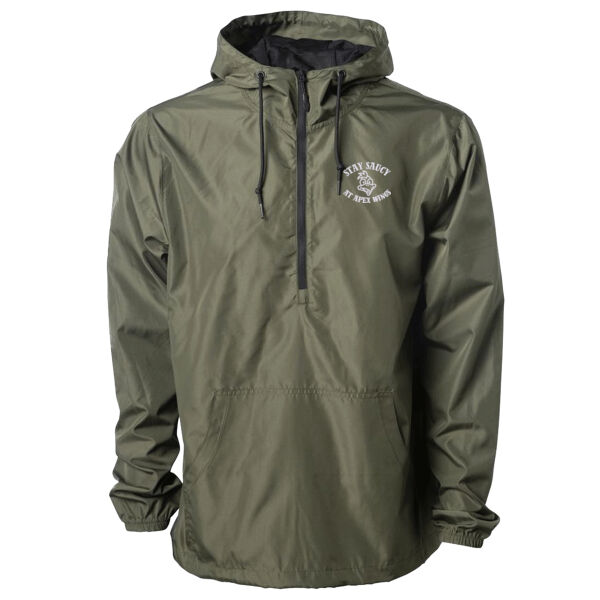 Stay Saucy At Apex Wings Embroidered - Unisex Lightweight Quarter-Zip Windbreaker Pullover Jacket Thumbnail