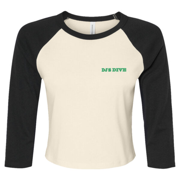 Printed DJ's Dive - Women's Micro Rib Three-Quarter Raglan Sleeve Baby Tee Thumbnail